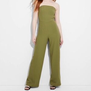 Wild Fable Green Wide Leg Tube Jumpsuit
